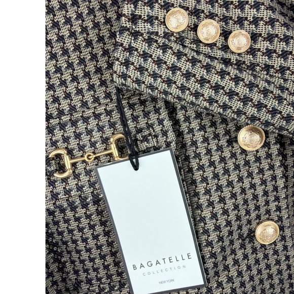 Bagatelle Cropped Houndstooth Jacket Gold Button Equestrian Blazer Size Small - Picture 8 of 12
